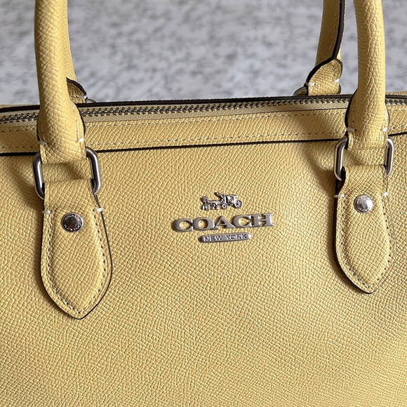 COACH ROWAN SATCHEL BAG WITH SIGNATURE CANVAS STRAP 💛 - Picture 8 of 16